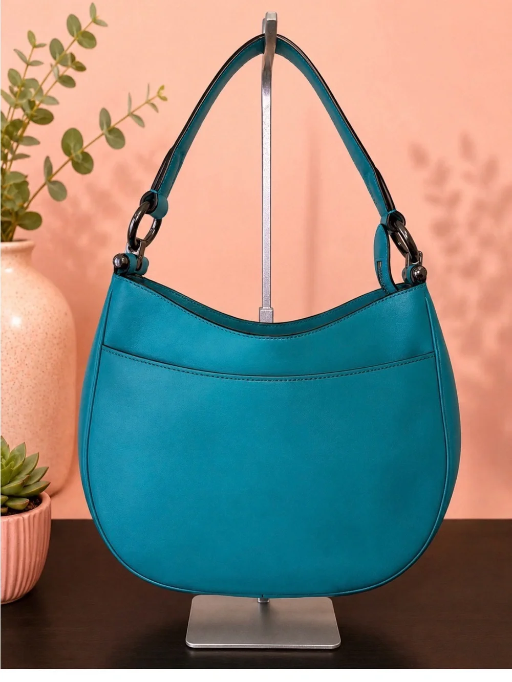 Coach Teal Leather Hobo Shoulder Bag